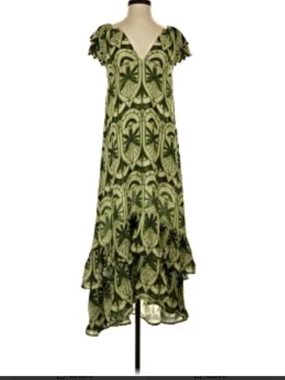 NWT Ollari Green Palm Print V-Neck High-Low Maxi Dress size Medium